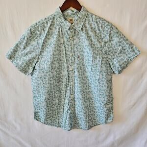 Levi's Men's Button Up Lightweight Leafy Green Short Sleeve Shirt Large